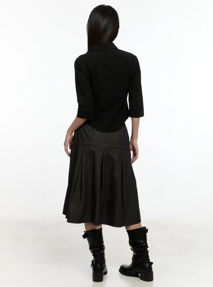 buckle-pleated-denim-midi-skirt-cl531