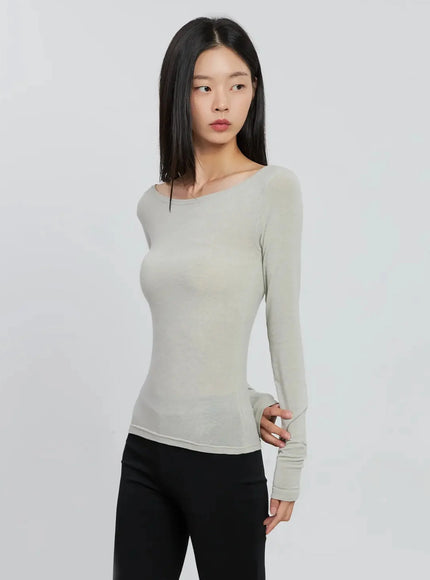 Boat Neck Long Sleeve Tee IO530