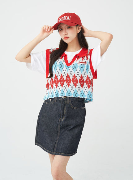 Vintage Color Denim Mini Skirt BG04
