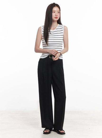 Stripe Slim Sleeveless Top IY509