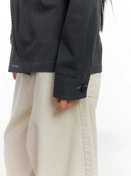 Two-Tone Embroidered Cotton Hoodie Jacket CS511