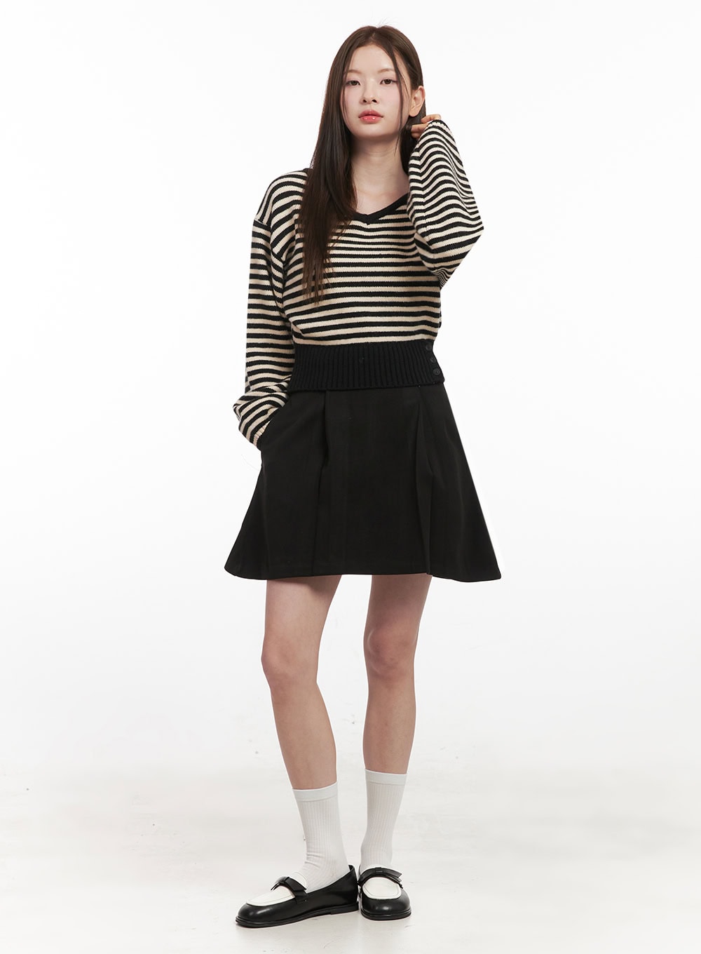 stripe-oversized-v-neck-sweater-if505