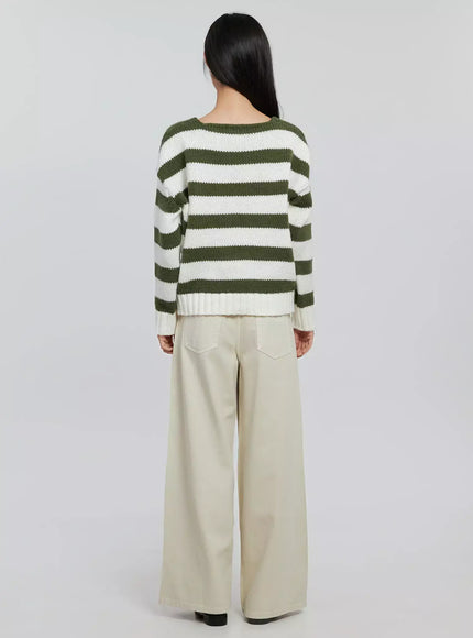 Striped V-neck Sweater IO530