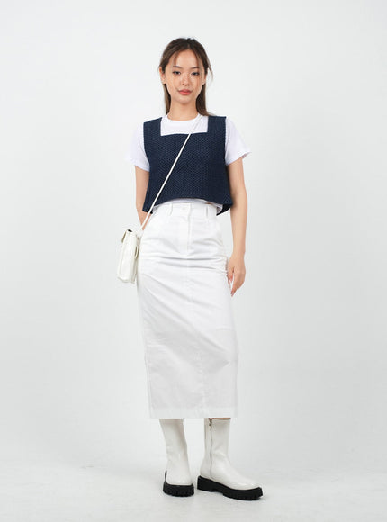Sqaure Neck Cropped Denim Tank Top CA26