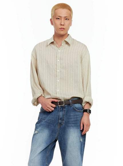Men's Linen Button-Up Shirt IL514