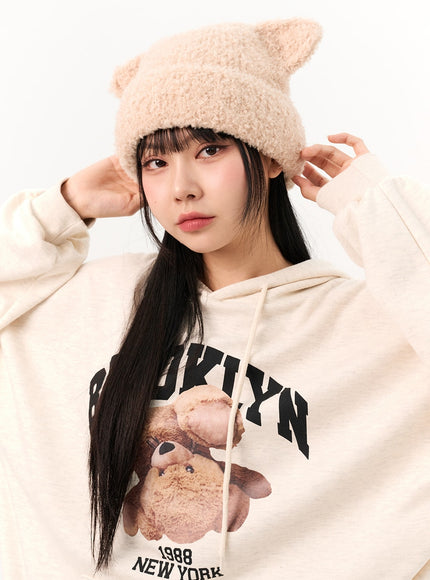 kitty-ear-beanie-io317 / Light beige