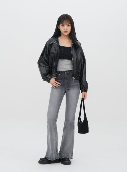 Faux Leather Crop Jacket J19