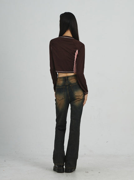 Vintage Washing Bootcut Jeans CD02