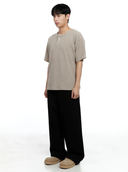 Men's Textured Henley T-shirt IG520