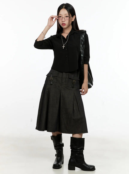 buckle-pleated-denim-midi-skirt-cl531