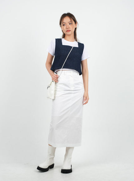 Sqaure Neck Cropped Denim Tank Top CA26