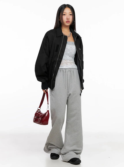 Oversized Zipper Bomber Jacket IG528