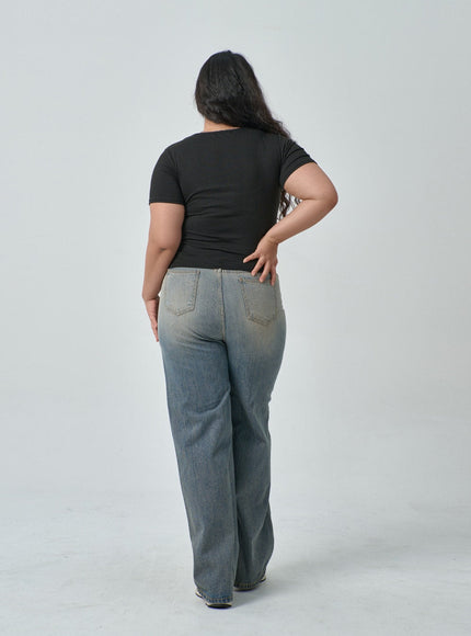 Plus Square Neck Crop T-Shirt IF317
