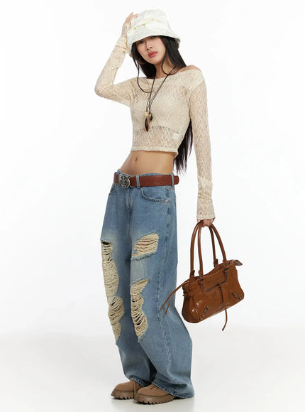 Mariene Distressed Wide Leg Jeans IA508