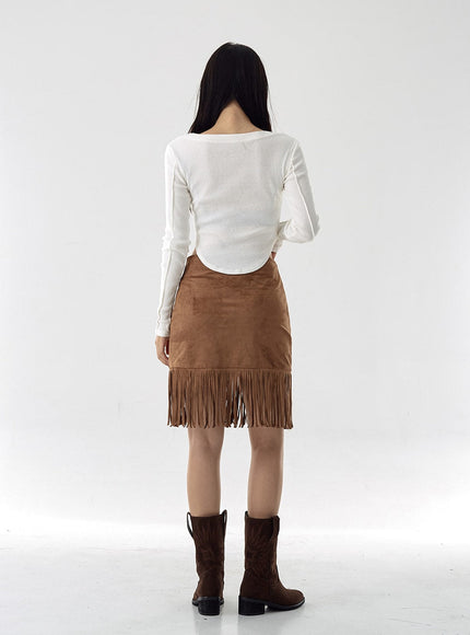 Square Neck Crop Long Sleeve Shirt CG16