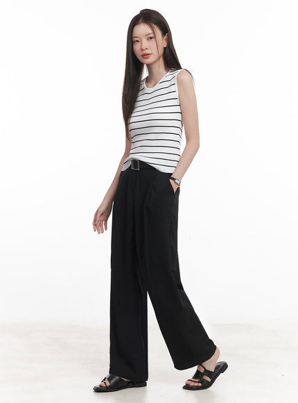 Stripe Slim Sleeveless Top IY509