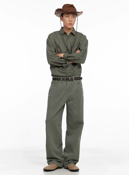 Men's Cozy Cotton Button-Up Shirt IG529
