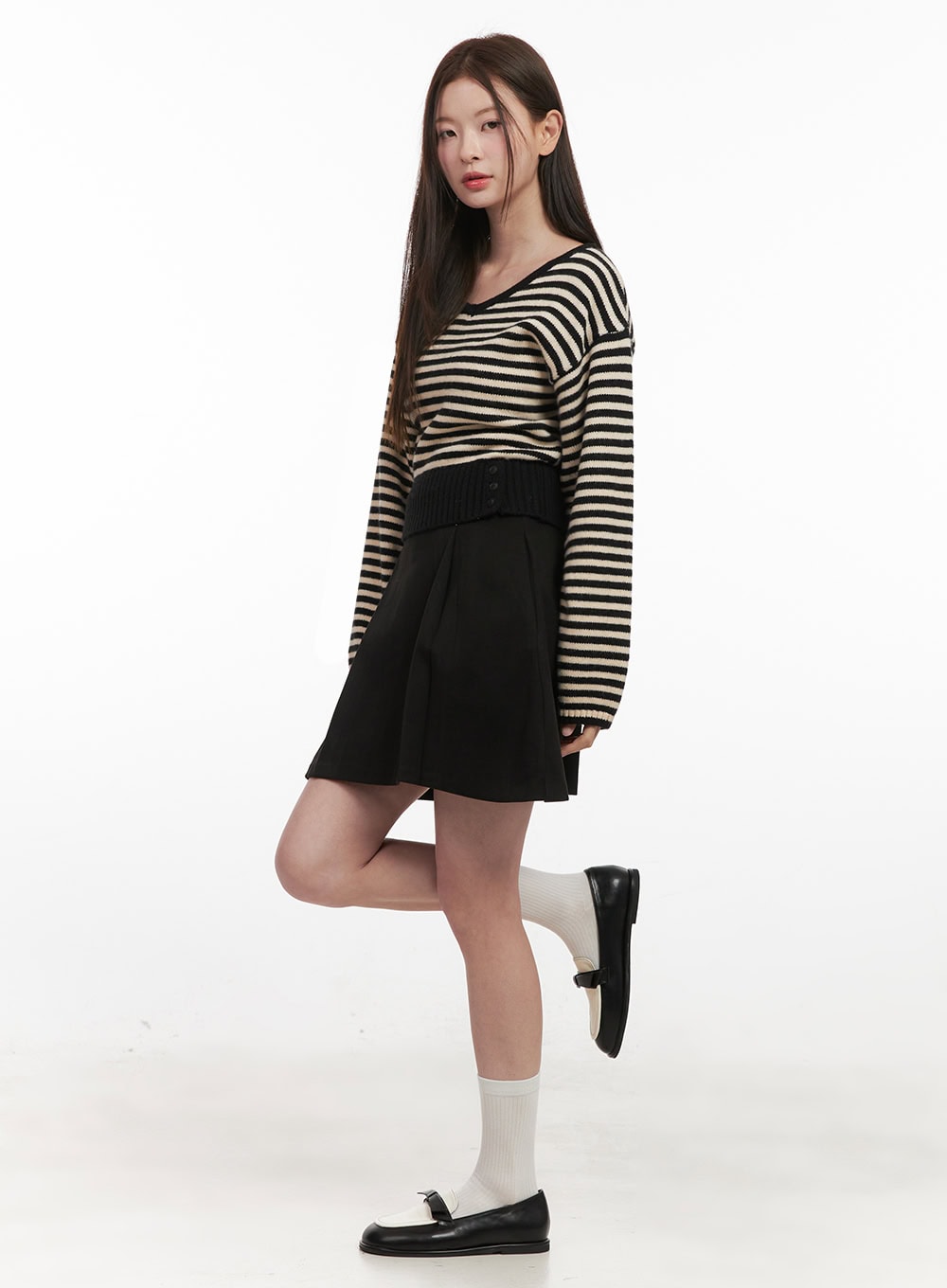 stripe-oversized-v-neck-sweater-if505