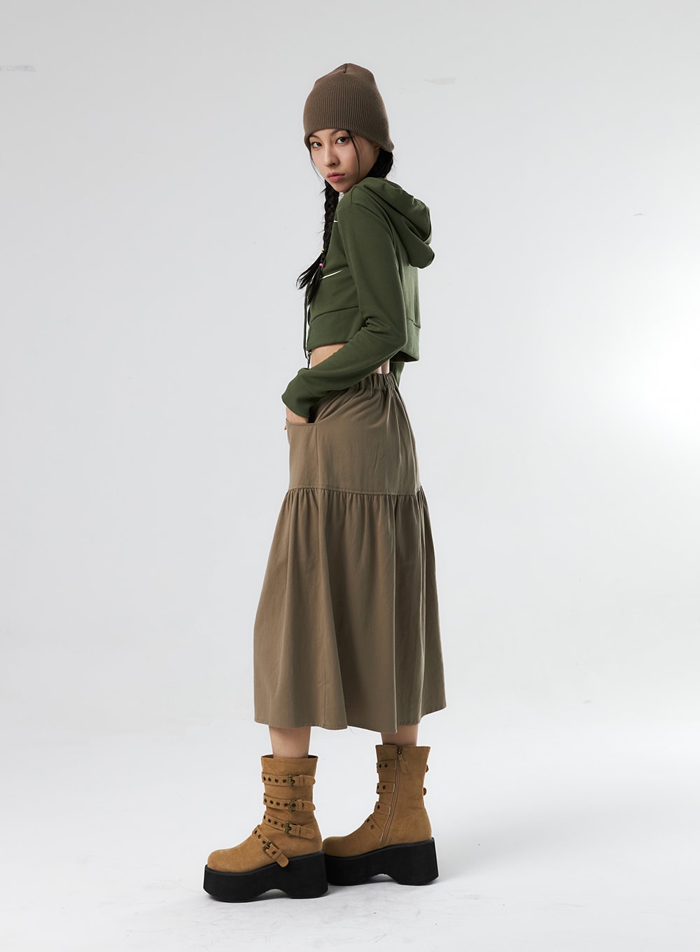 Khaki skirt shop womens hoodie