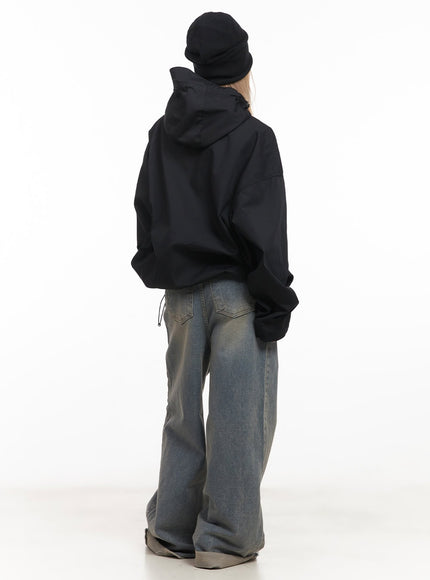 Essential Oversized Hooded Windbreaker Jacket CM506