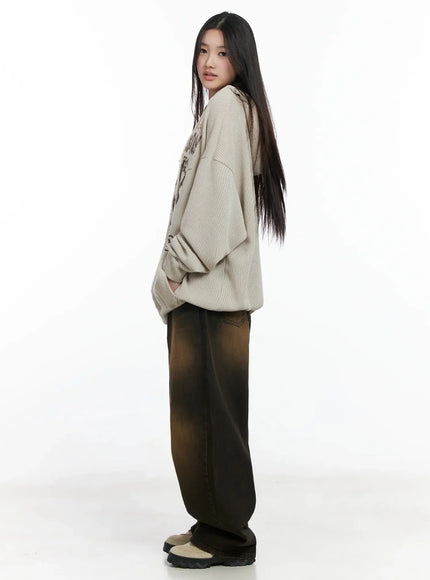 Ribbed Graphic Knit Hoodie IM502