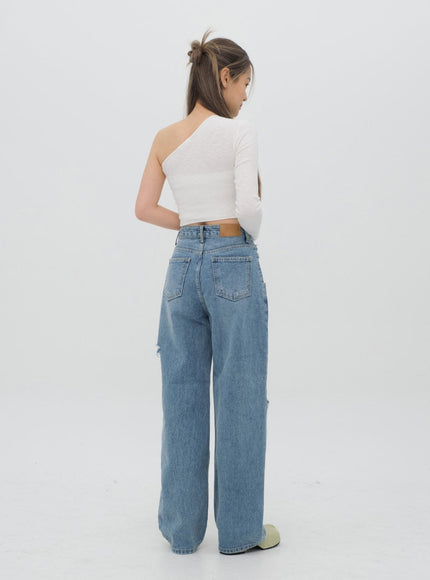 Torn Wide Leg Jeans C1002