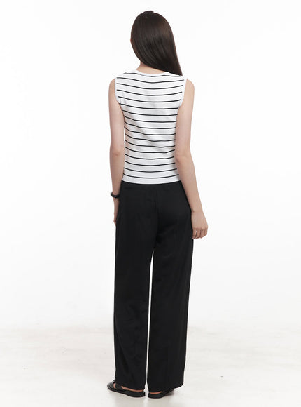 Stripe Slim Sleeveless Top IY509