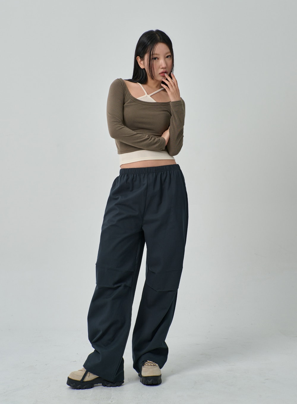 Drawstring Wide Track Pants IF314