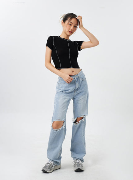 Stitch Cropped Tee CY308