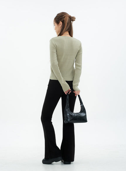 Boot-cut Shirring Banded Pants CM29