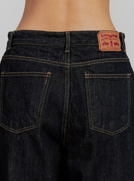 Malia Fleece-Lined Dark Wash Wide Jeans IJ502