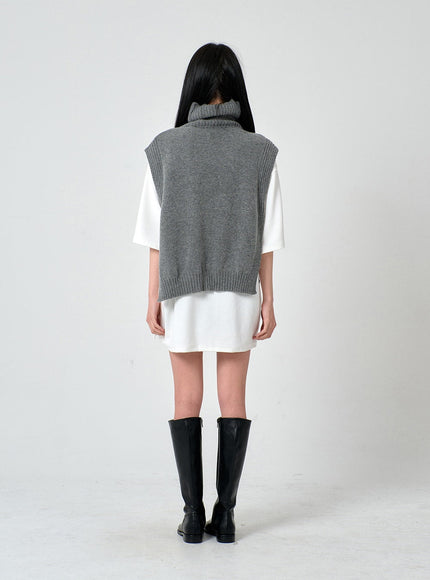 Turtleneck Cashmere Wool Vest OD01