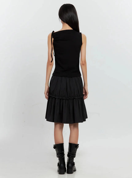 Asymmetric High Neck Tank Top IL528