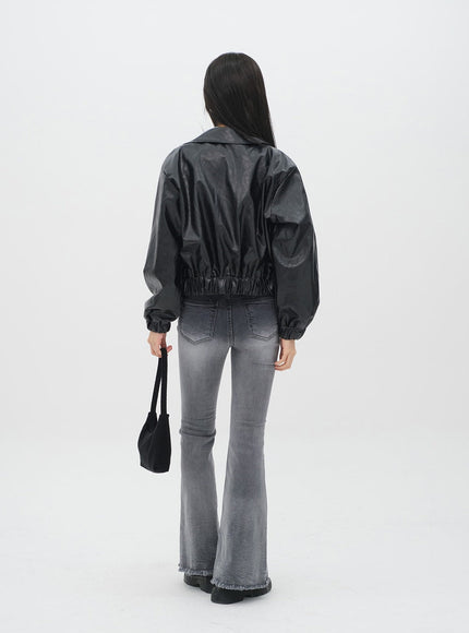 Faux Leather Crop Jacket J19