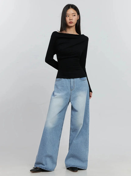 Ramos Washed Wide-Leg Jeans IS516