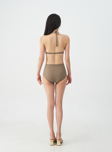 Halterneck Tweed Basic Bikini Set IJ13