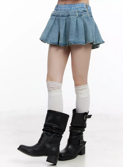 plaid-boxer-layered-denim-skirt-il531