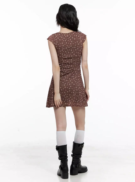 V-Neck Floral Print A-Line Dress IL531