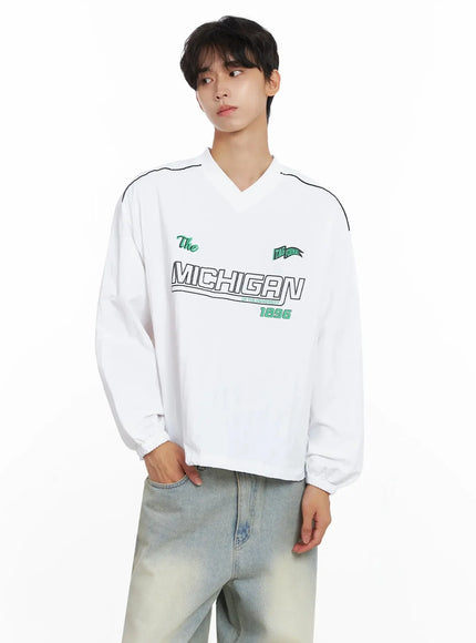 mens-v-neck-lettering-windbreak-pullover-io517