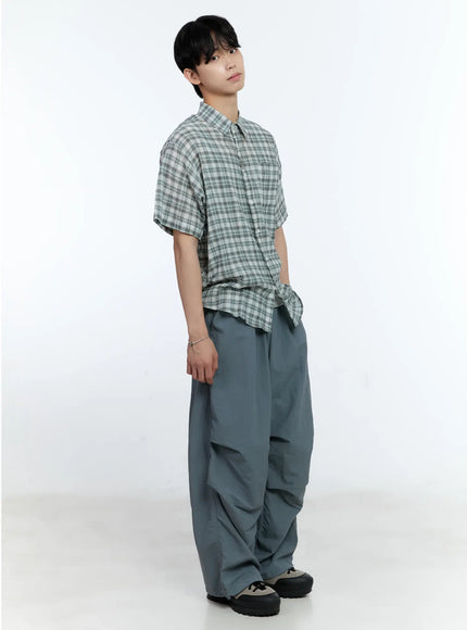 mens-checkered-button-up-shirt-ig501 / Green