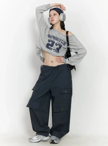 Wide Leg Cargo Pants IJ528