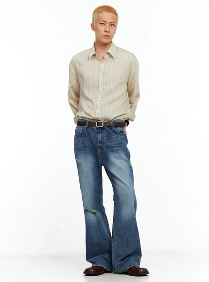 Men's Linen Button-Up Shirt IL514