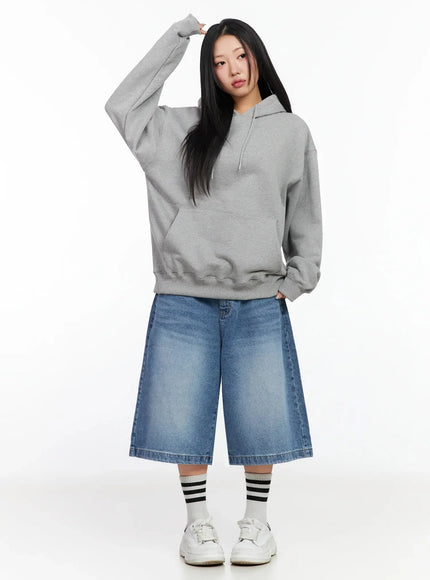 High-Waist Washed Wide-Leg Jorts IA507