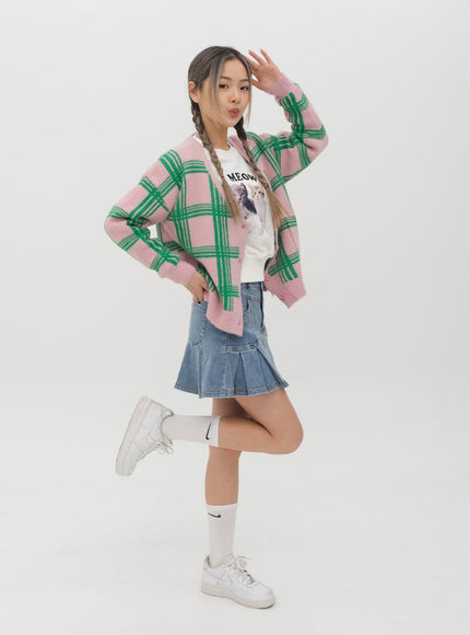 Check Pattern Cardigan J15