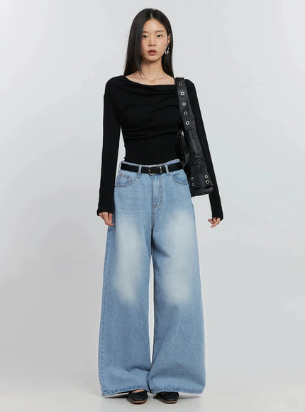 Ramos Washed Wide-Leg Jeans IS516