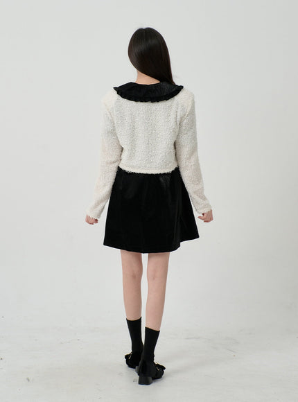 Puff Sleeve Faux Leather Mini Dress BD12