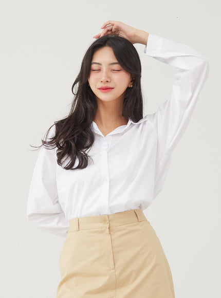 Basic Tone Down Color Crop Shirt BG23