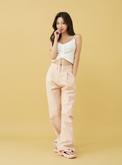 SIngle Pin-tuck Wide Cotton Pants BU13