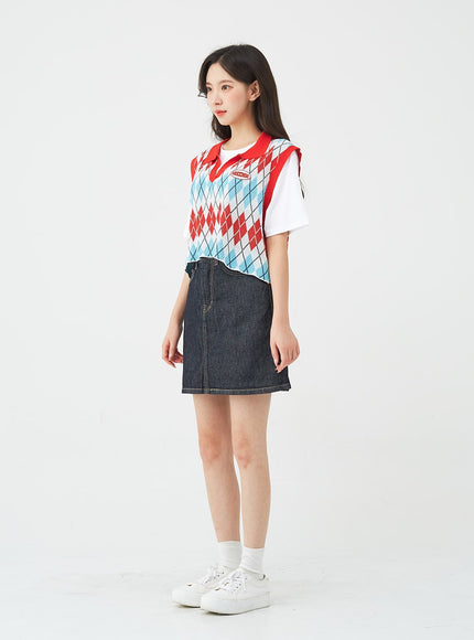 Vintage Color Denim Mini Skirt BG04