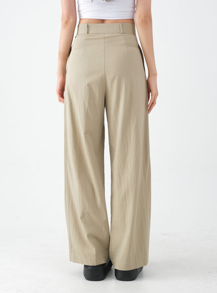 Wide Leg Tailored Pintuck Trousers CM3